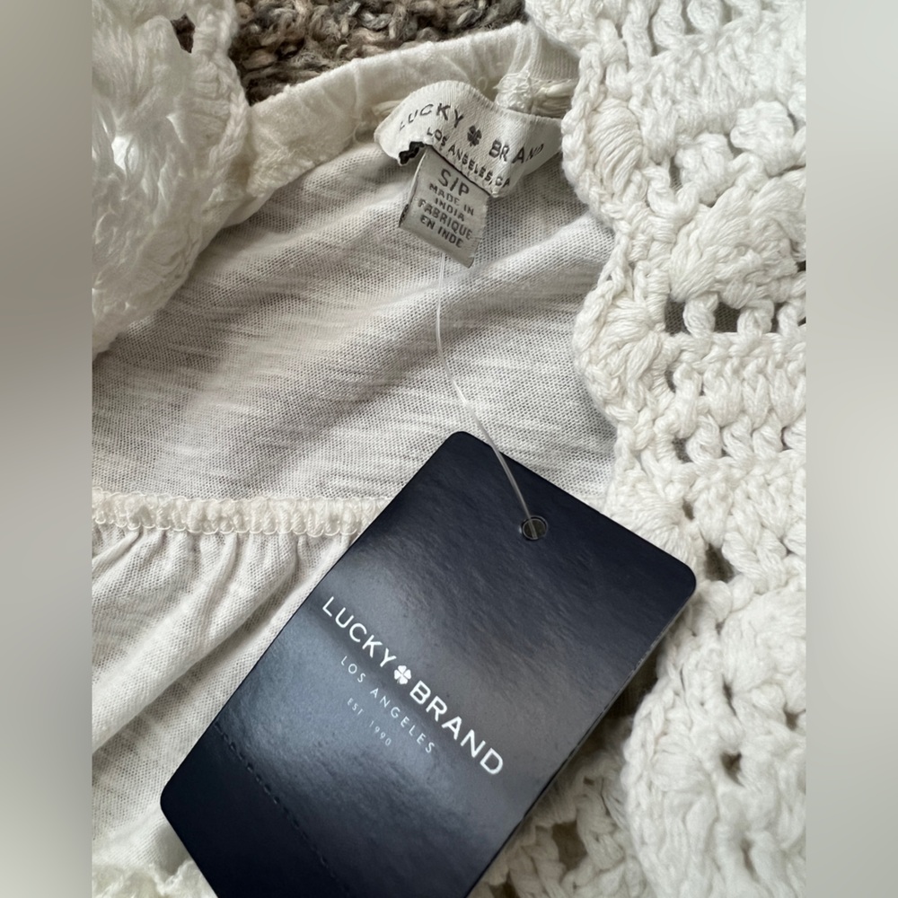 Lucky Brand Cottagecore White Crochet‎ Romantic Top - Picture 4 of 8